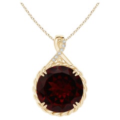 ANGARA Collier pendentif en or jaune massif torsadé avec grenats naturels certifiés GIA