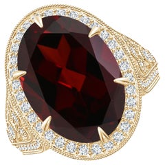 ANGARA GIA Certified Natural Garnet Vintage Style Ring in Yellow Gold for Women