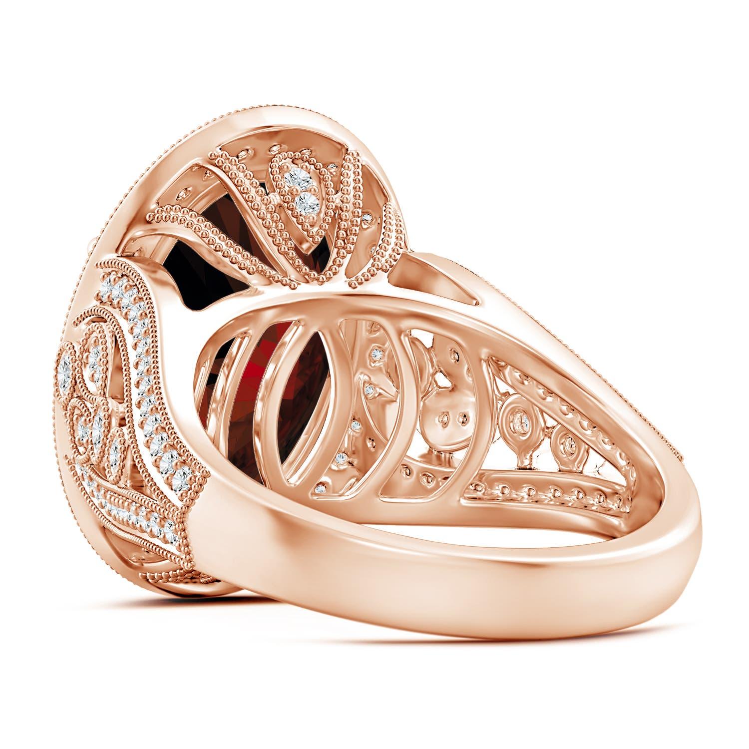 For Sale:  Angara GIA Certified Natural Garnet Vintage Style Split Shank Ring in Rose Gold 4