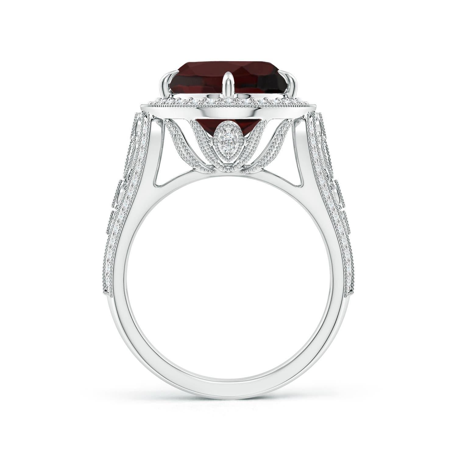 For Sale:  Angara Gia Certified Natural Garnet Vintage Style Split Shank Ring in White Gold 2