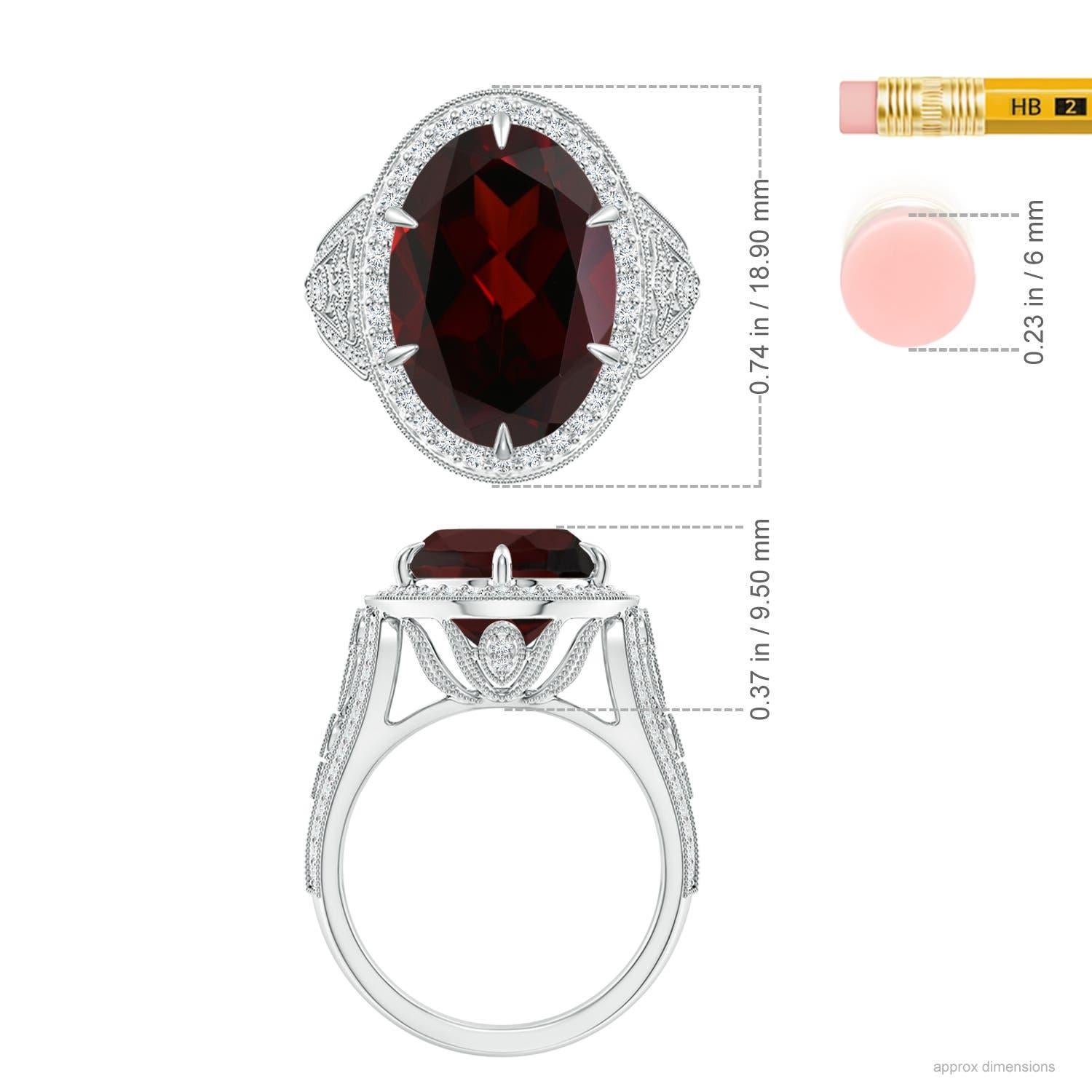 For Sale:  Angara Gia Certified Natural Garnet Vintage Style Split Shank Ring in White Gold 5