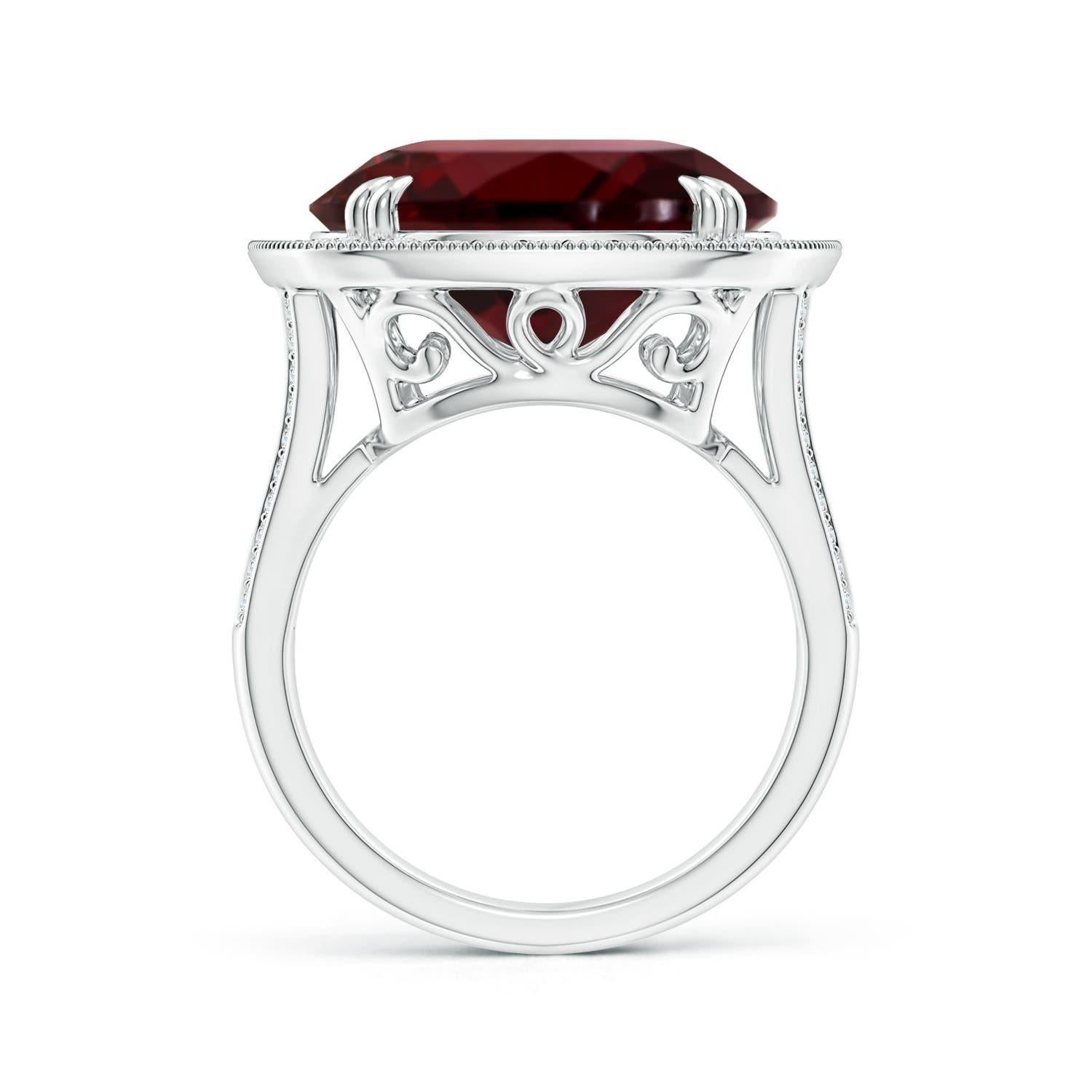 For Sale:  Angara Gia Certified Natural Garnet White Gold Cocktail Ring with Cushion Halo 2