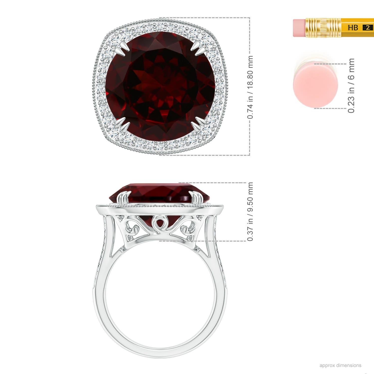 For Sale:  Angara Gia Certified Natural Garnet White Gold Cocktail Ring with Cushion Halo 5