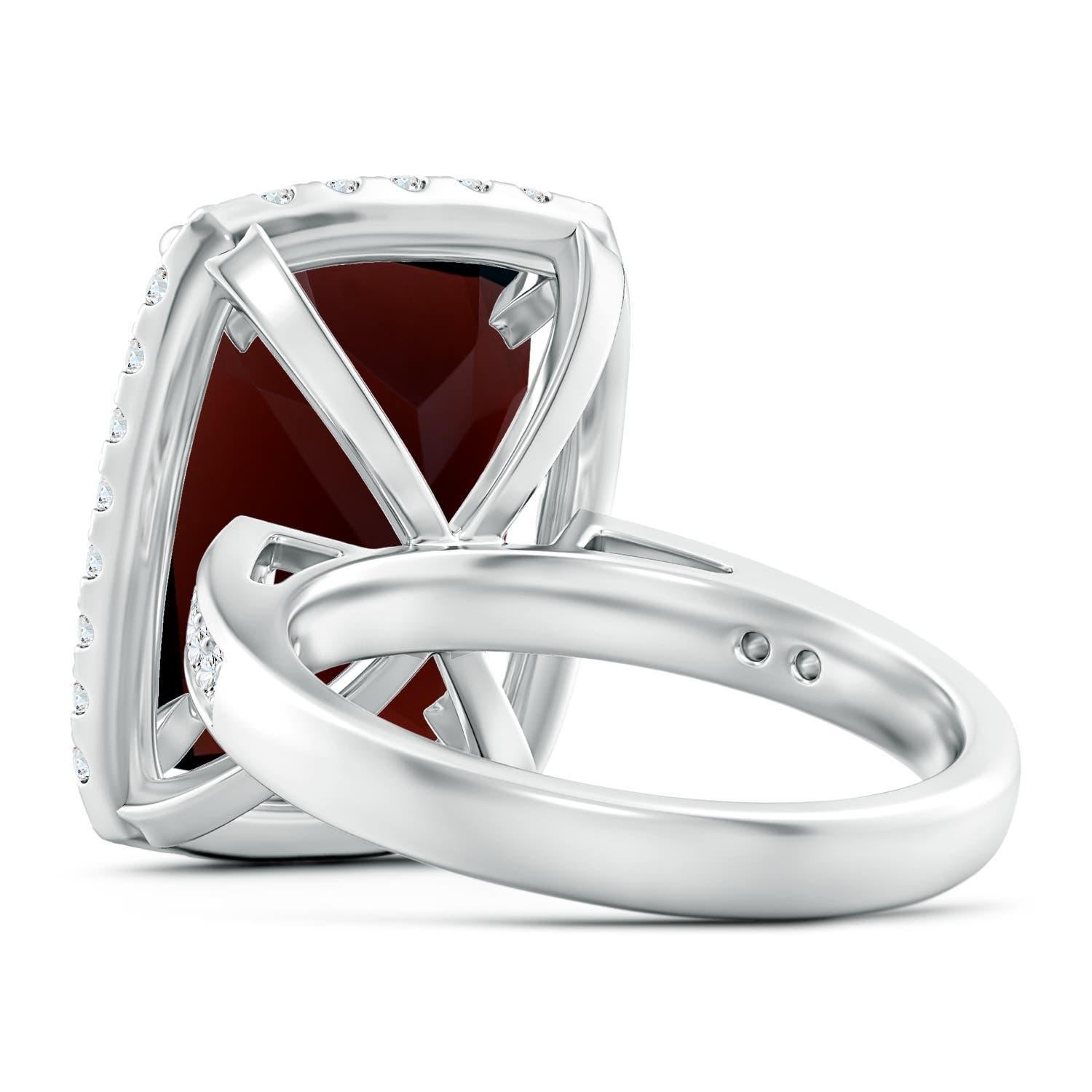 For Sale:  ANGARA GIA Certified Natural Garnet White Gold Cocktail Ring with Halo 4
