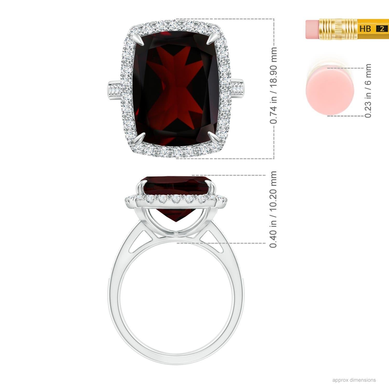 For Sale:  ANGARA GIA Certified Natural Garnet White Gold Cocktail Ring with Halo 5