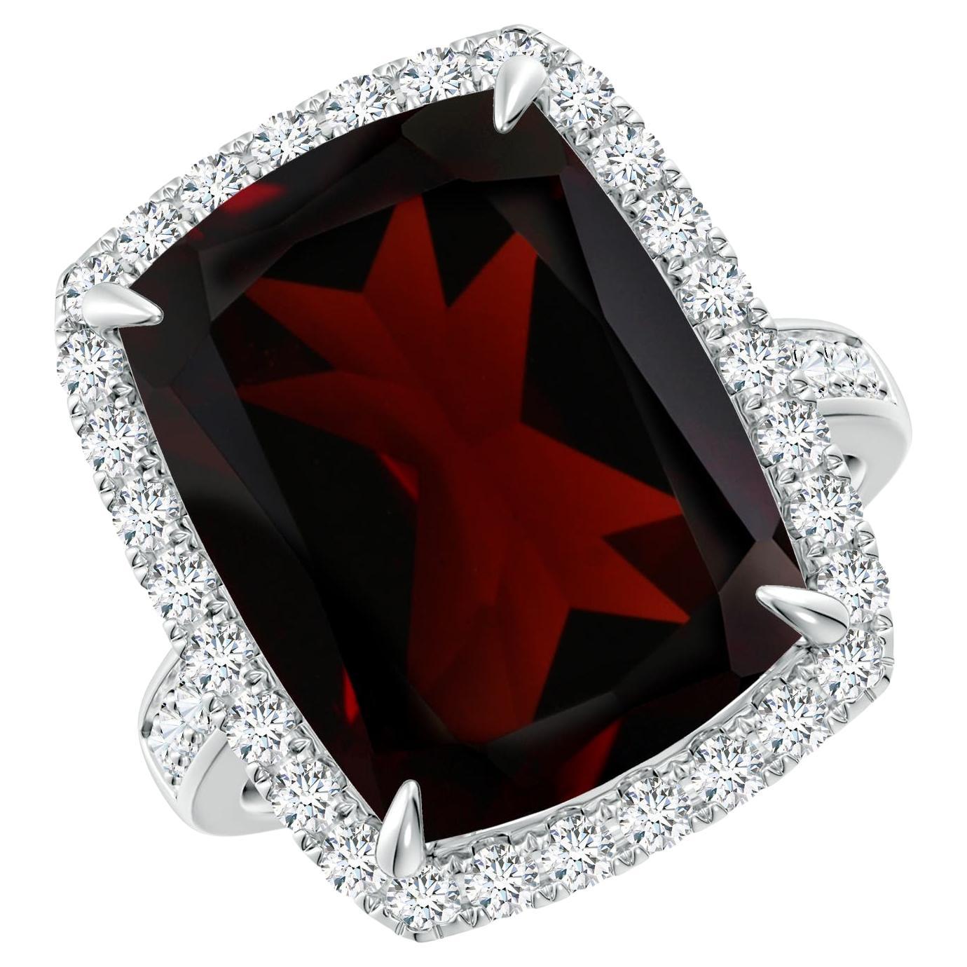For Sale:  ANGARA GIA Certified Natural Garnet White Gold Cocktail Ring with Halo