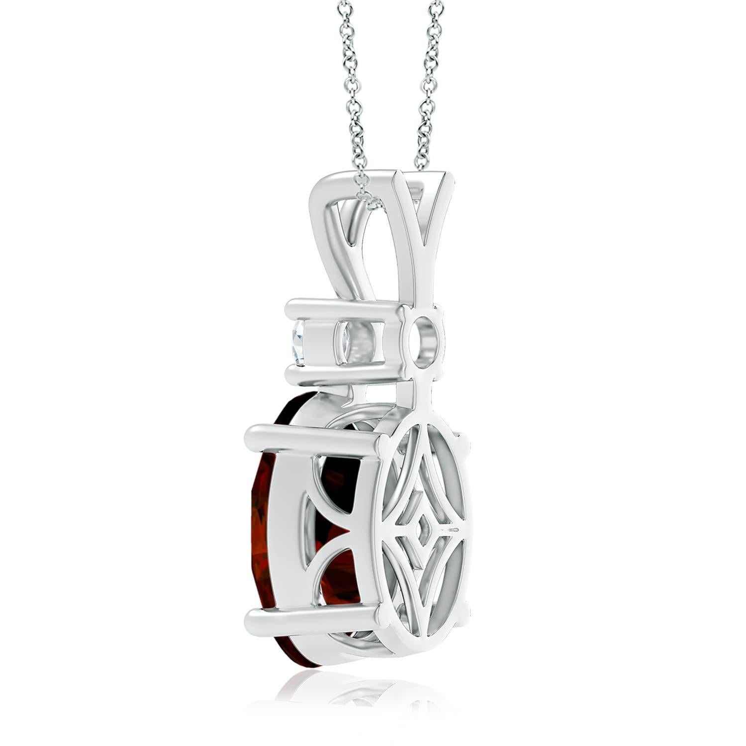 Angara Gia Certified Natural Garnet White Gold Pendant Necklace with Diamond In New Condition For Sale In Los Angeles, CA