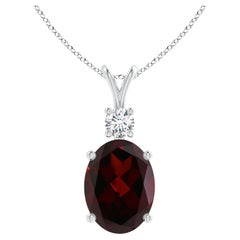 Angara Gia Certified Natural Garnet White Gold Pendant Necklace with Diamond