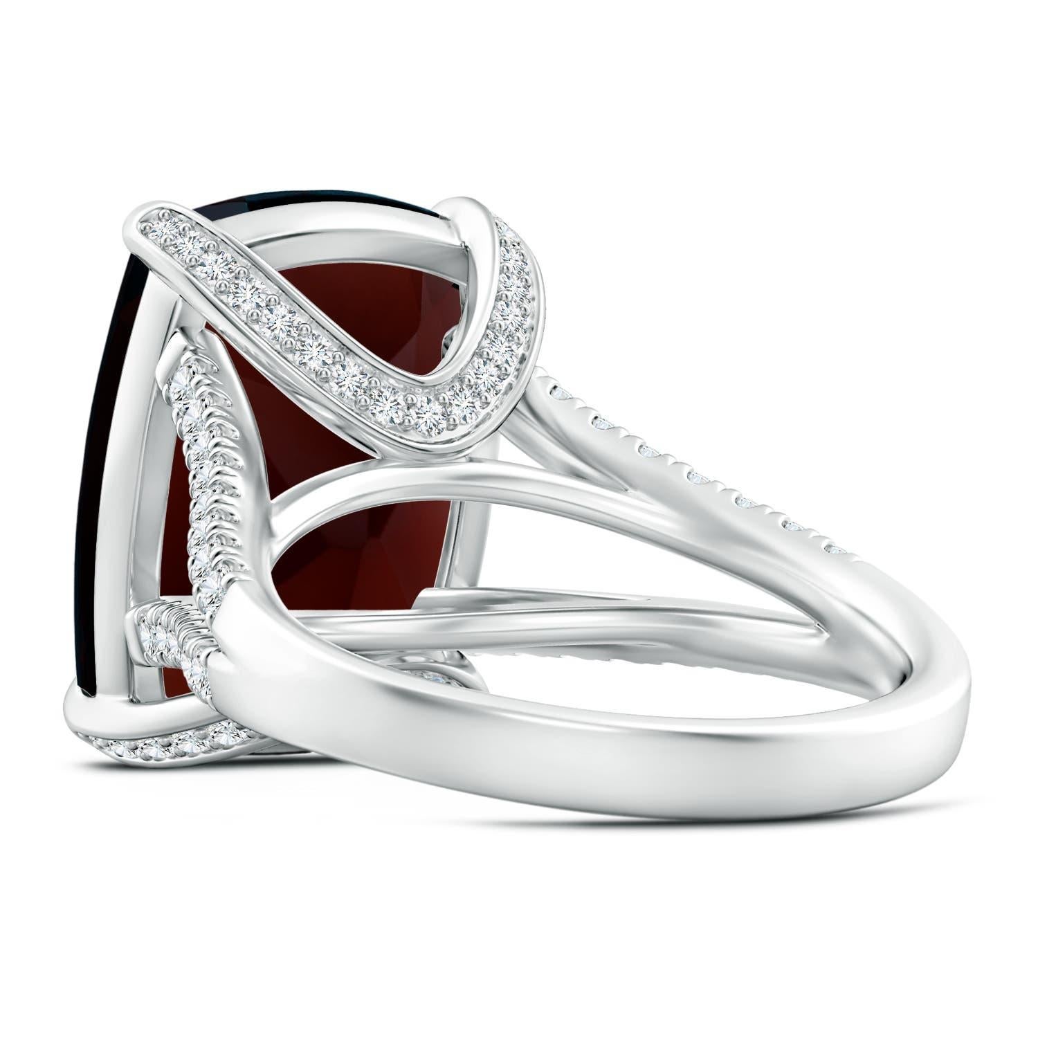 For Sale:  GIA Certified Natural Garnet White Gold Ring with Diamonds 4
