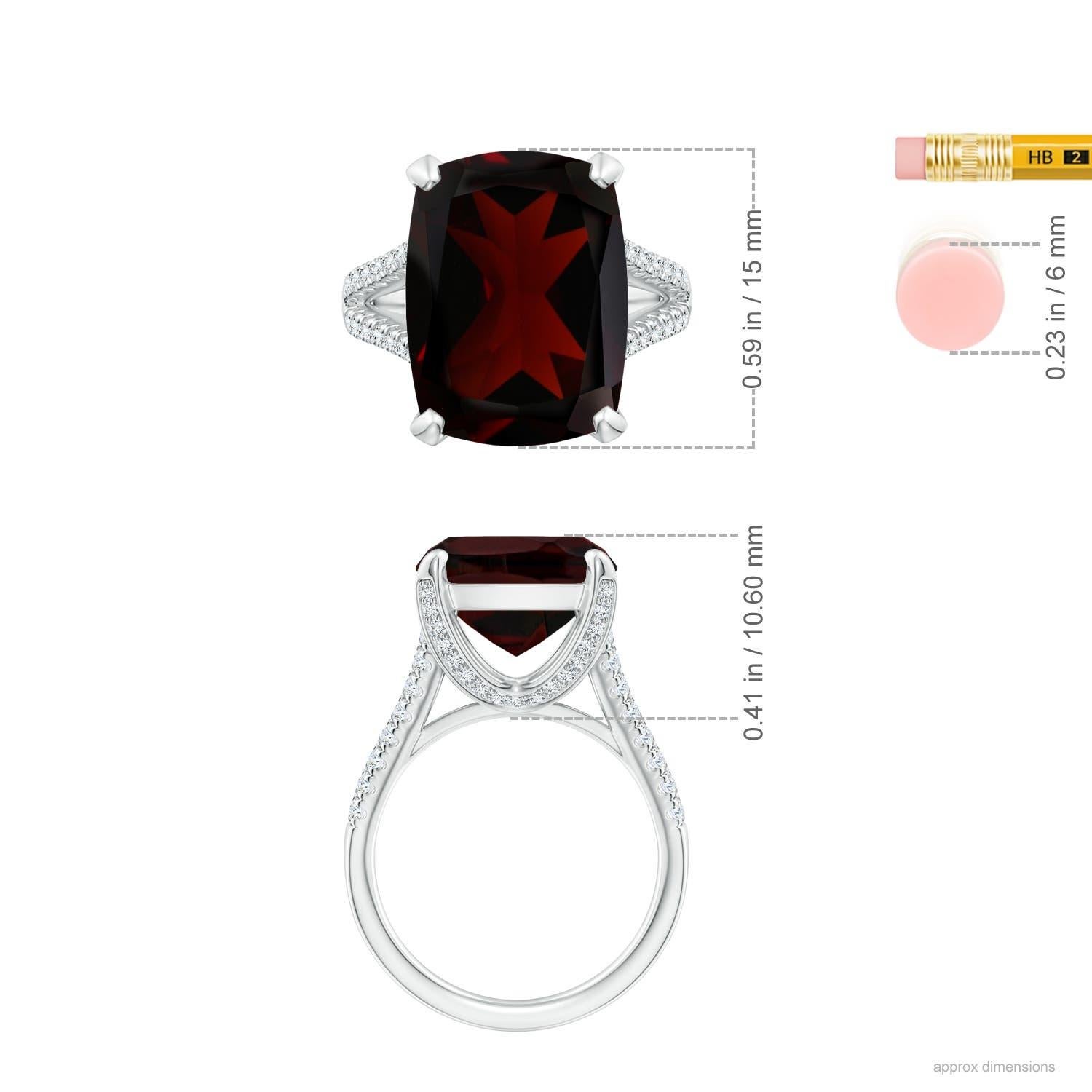 GIA Certified Natural Garnet White Gold Ring with Diamonds 5