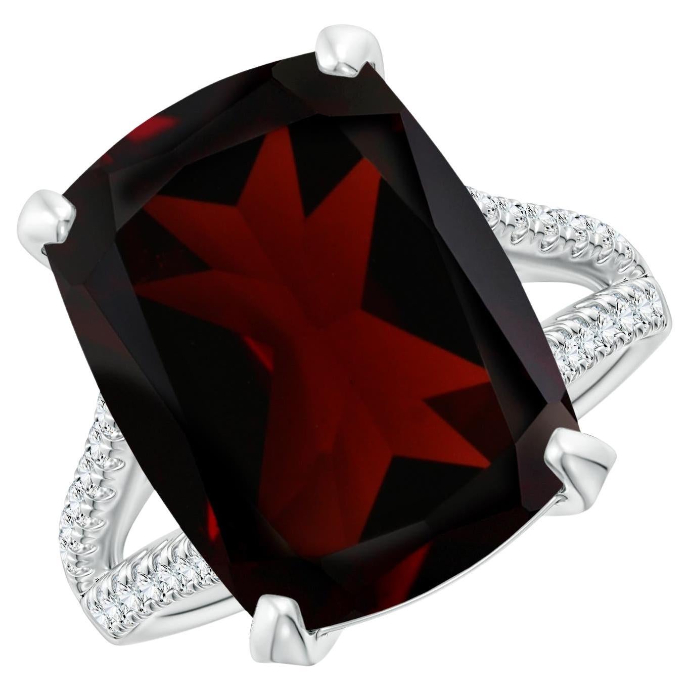 For Sale:  GIA Certified Natural Garnet White Gold Ring with Diamonds