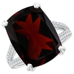 ANGARA GIA Certified Natural Garnet White Gold Ring with Diamonds