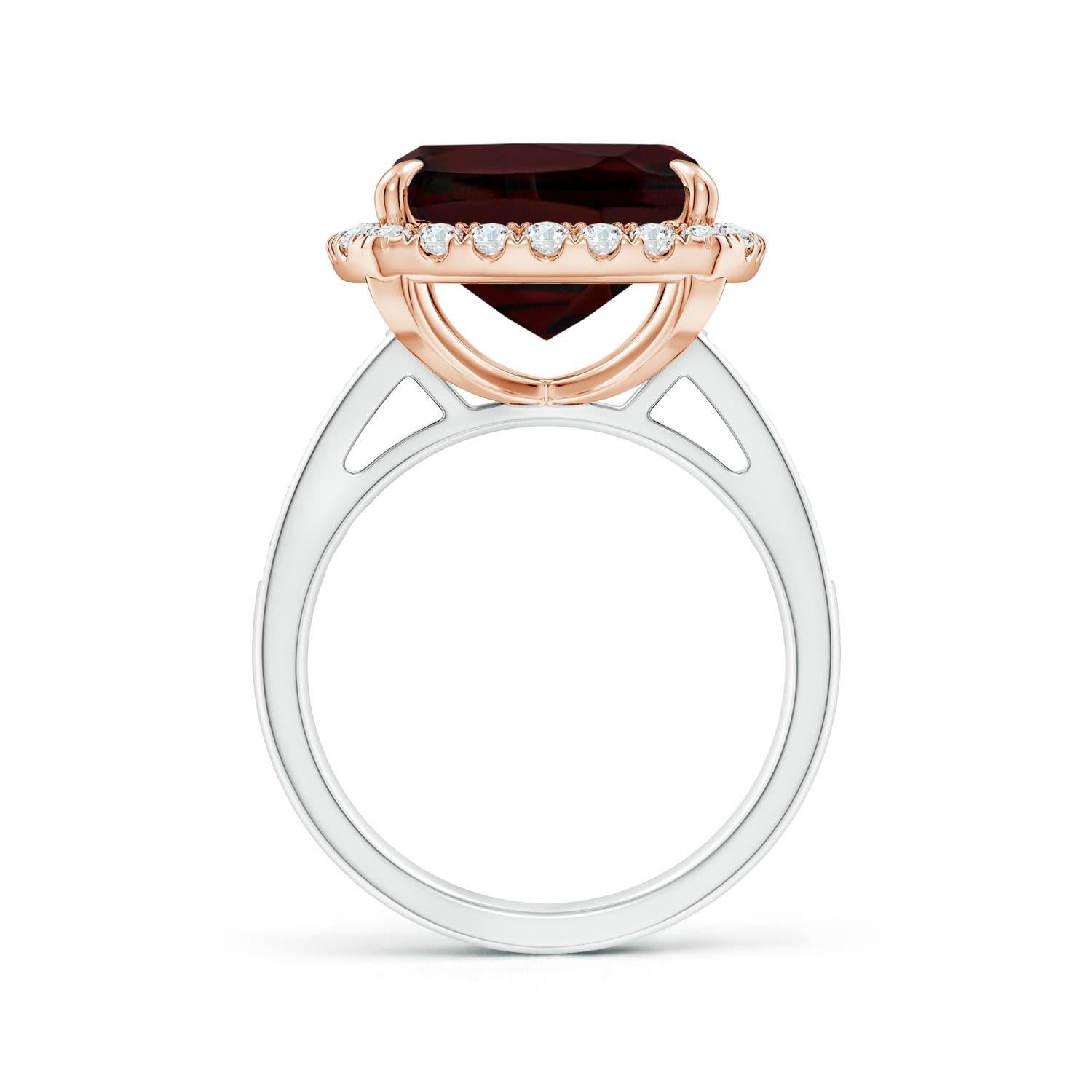 Angara GIA Certified Natural Garnet White & Rose Gold Cocktail Ring with Halo 2