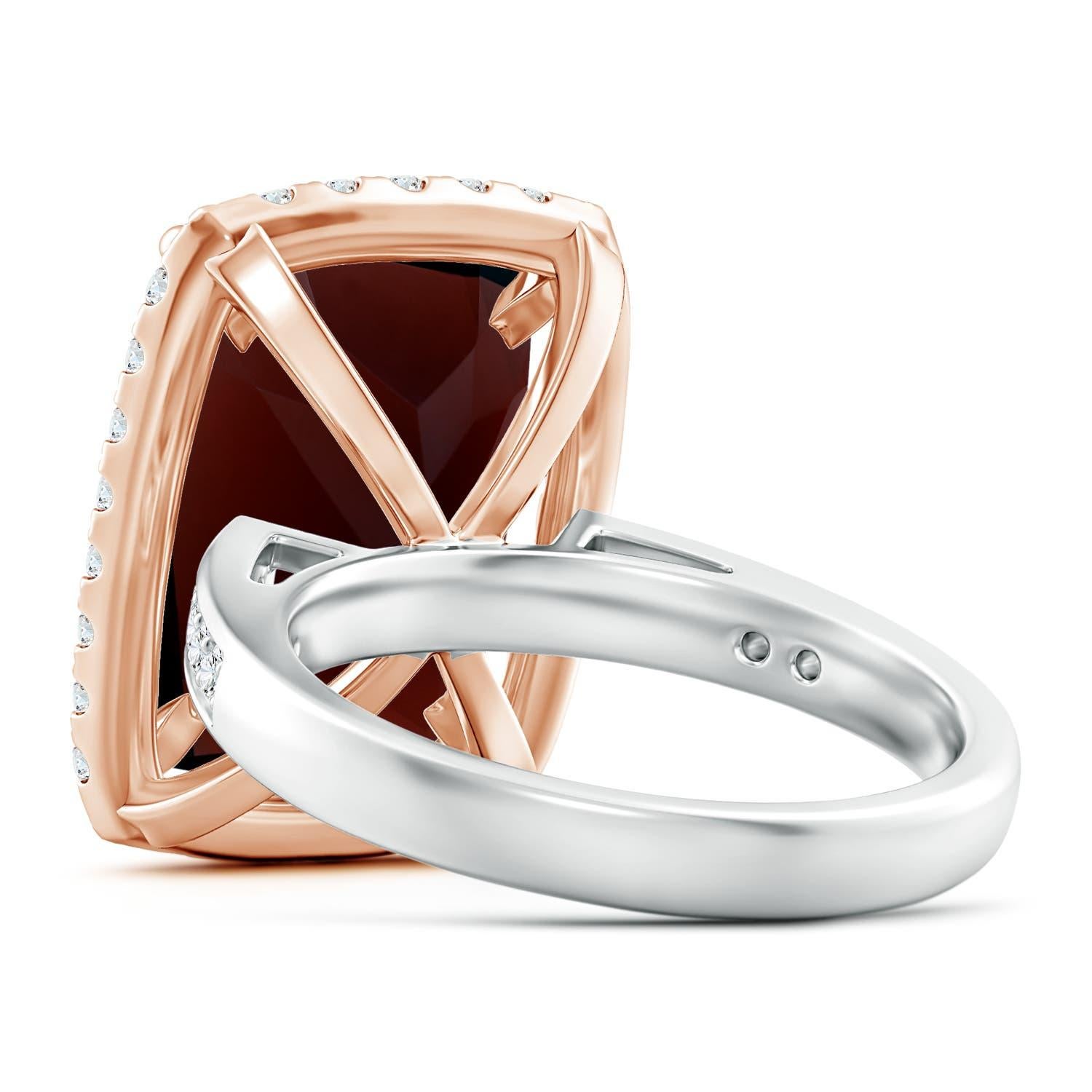 Angara GIA Certified Natural Garnet White & Rose Gold Cocktail Ring with Halo 4