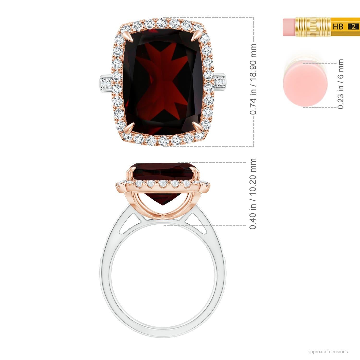 Angara GIA Certified Natural Garnet White & Rose Gold Cocktail Ring with Halo 5