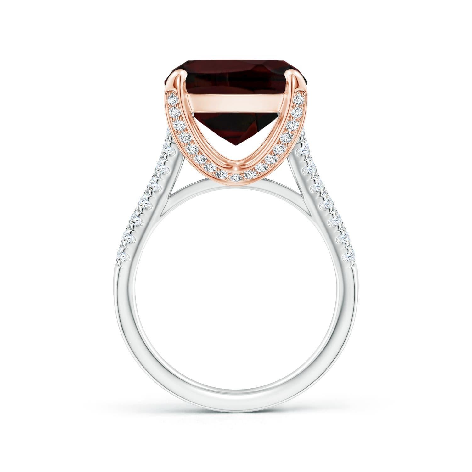ANGARA GIA Certified Natural Garnet White & Rose Gold Ring with Diamonds 2