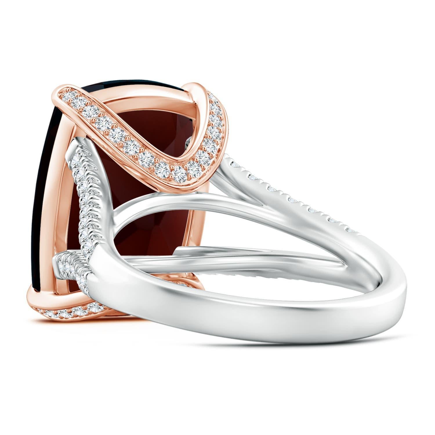 ANGARA GIA Certified Natural Garnet White & Rose Gold Ring with Diamonds 4