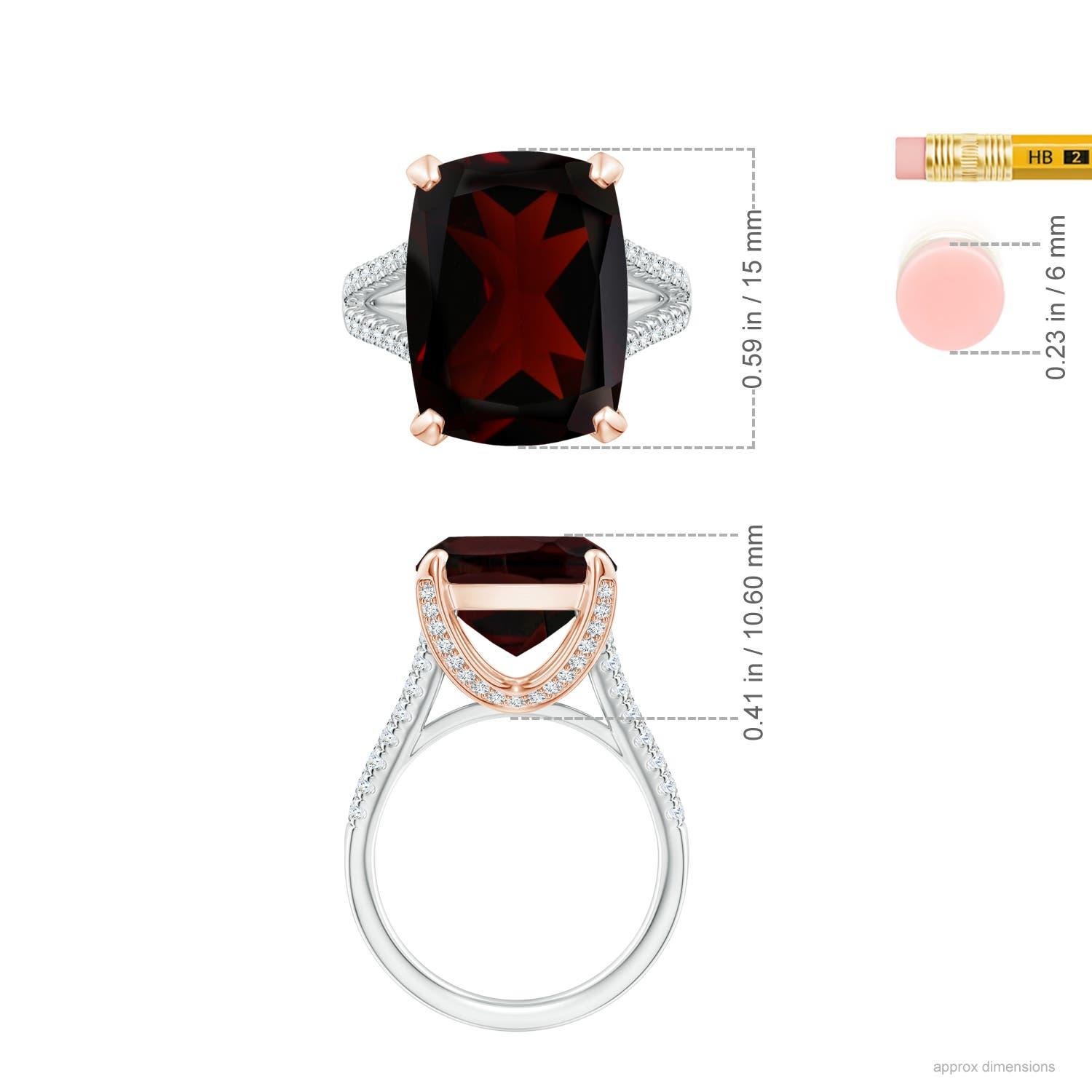 ANGARA GIA Certified Natural Garnet White & Rose Gold Ring with Diamonds 5