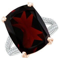 Angara GIA Certified Natural Garnet White & Rose Gold Ring with Diamonds