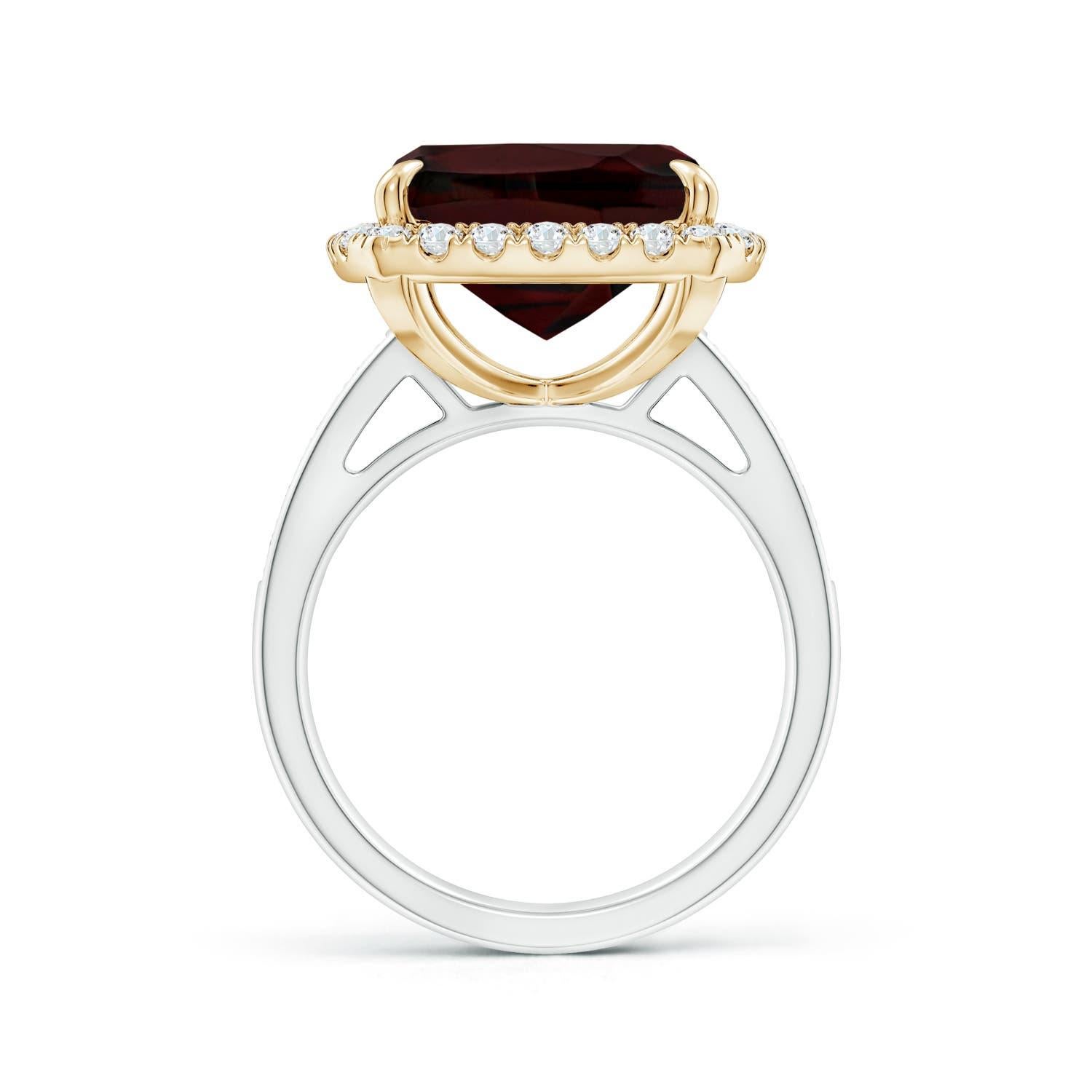 GIA Certified Natural Garnet White & Yellow Gold Cocktail Ring with Halo 2