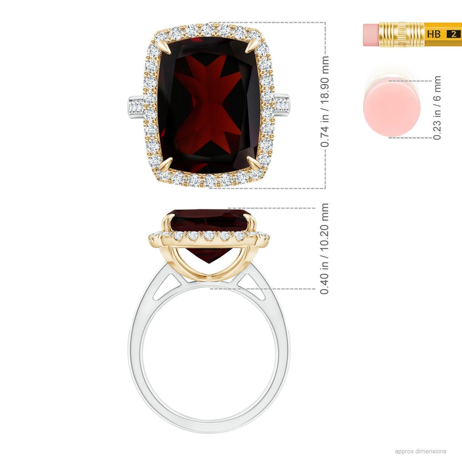 GIA Certified Natural Garnet White & Yellow Gold Cocktail Ring with Halo 5