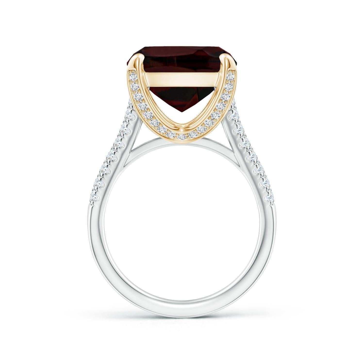 ANGARA GIA Certified Natural Garnet White & Yellow Gold Ring with Diamonds 2