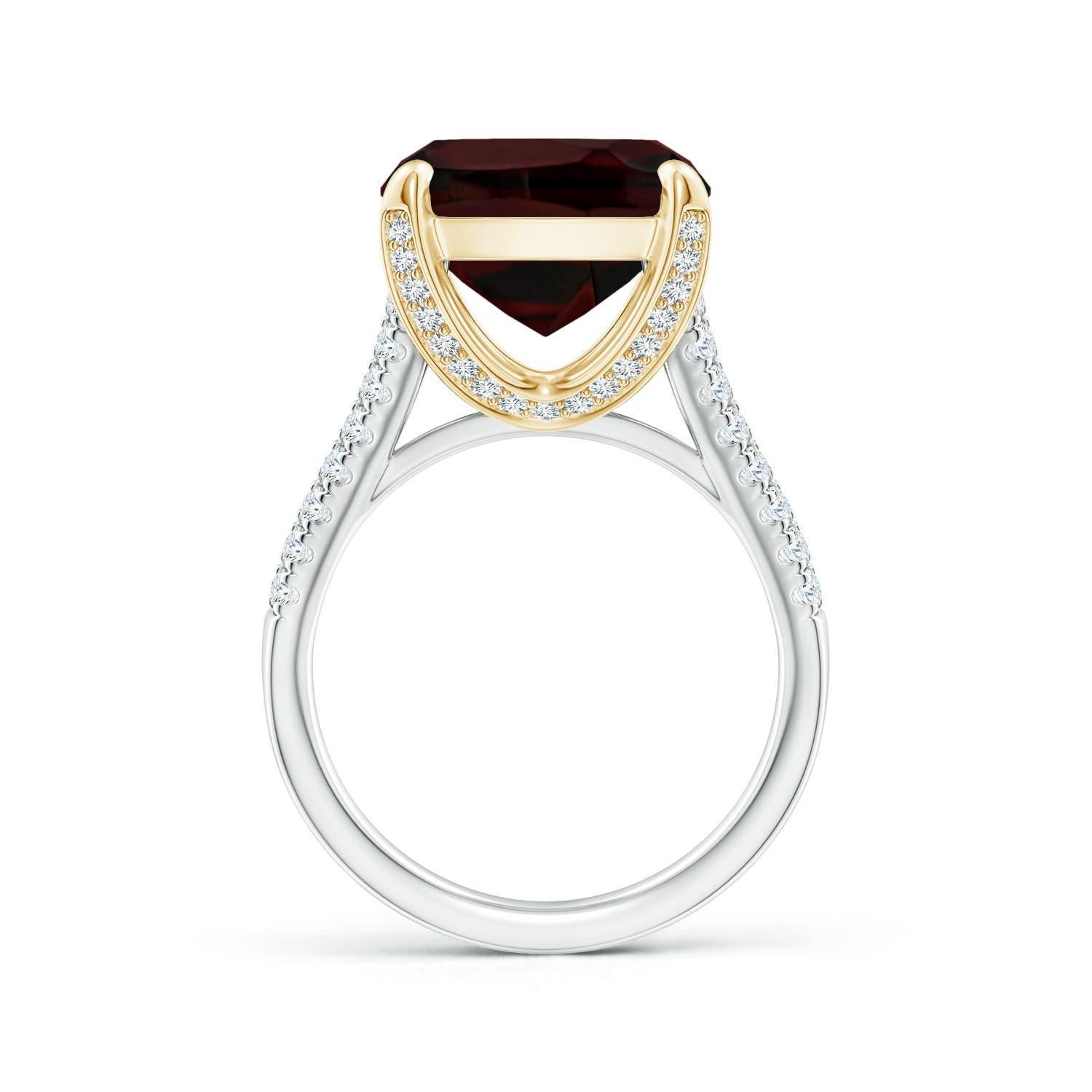 Angara Gia Certified Natural Garnet White & Yellow Gold Ring with Diamonds 2