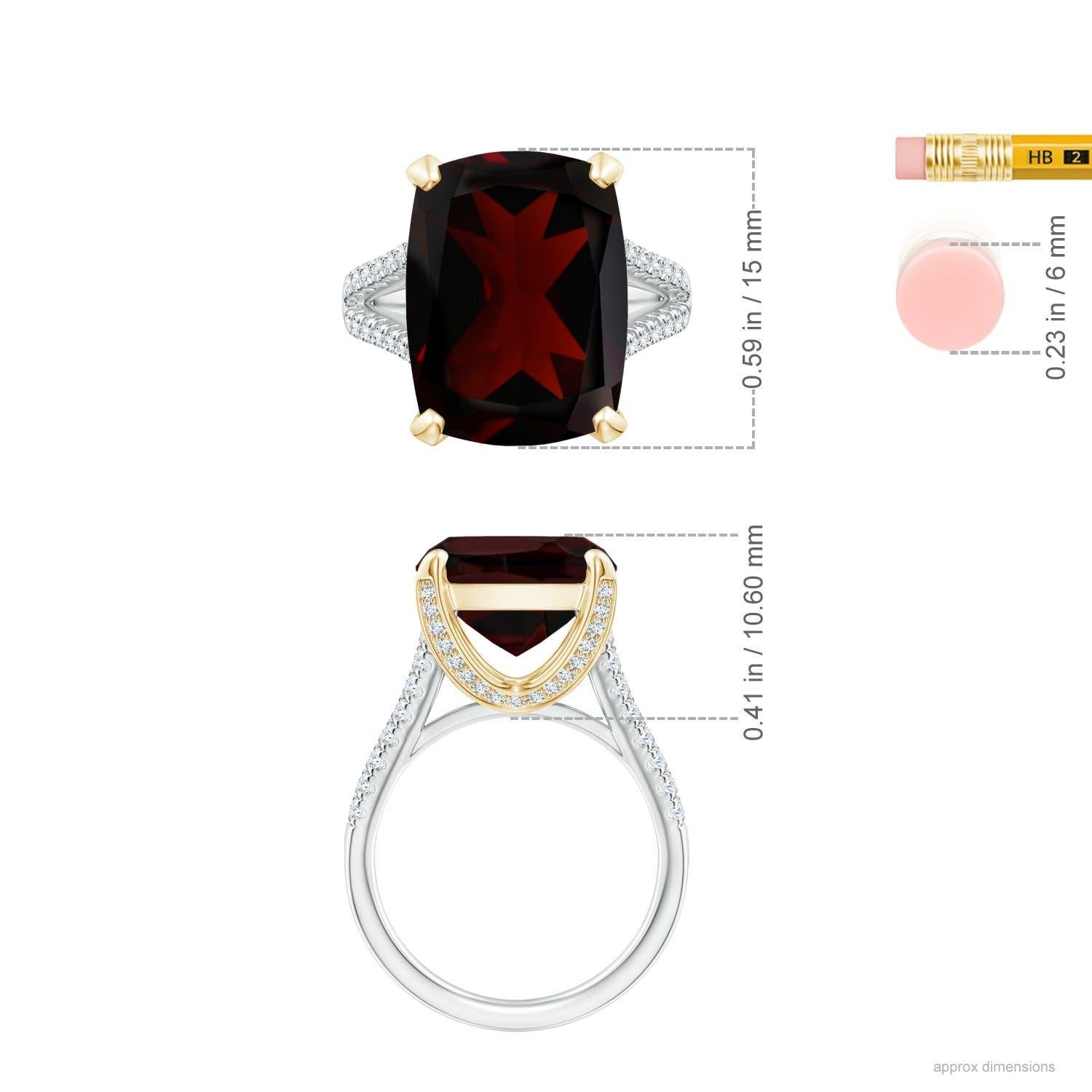 Angara Gia Certified Natural Garnet White & Yellow Gold Ring with Diamonds 5