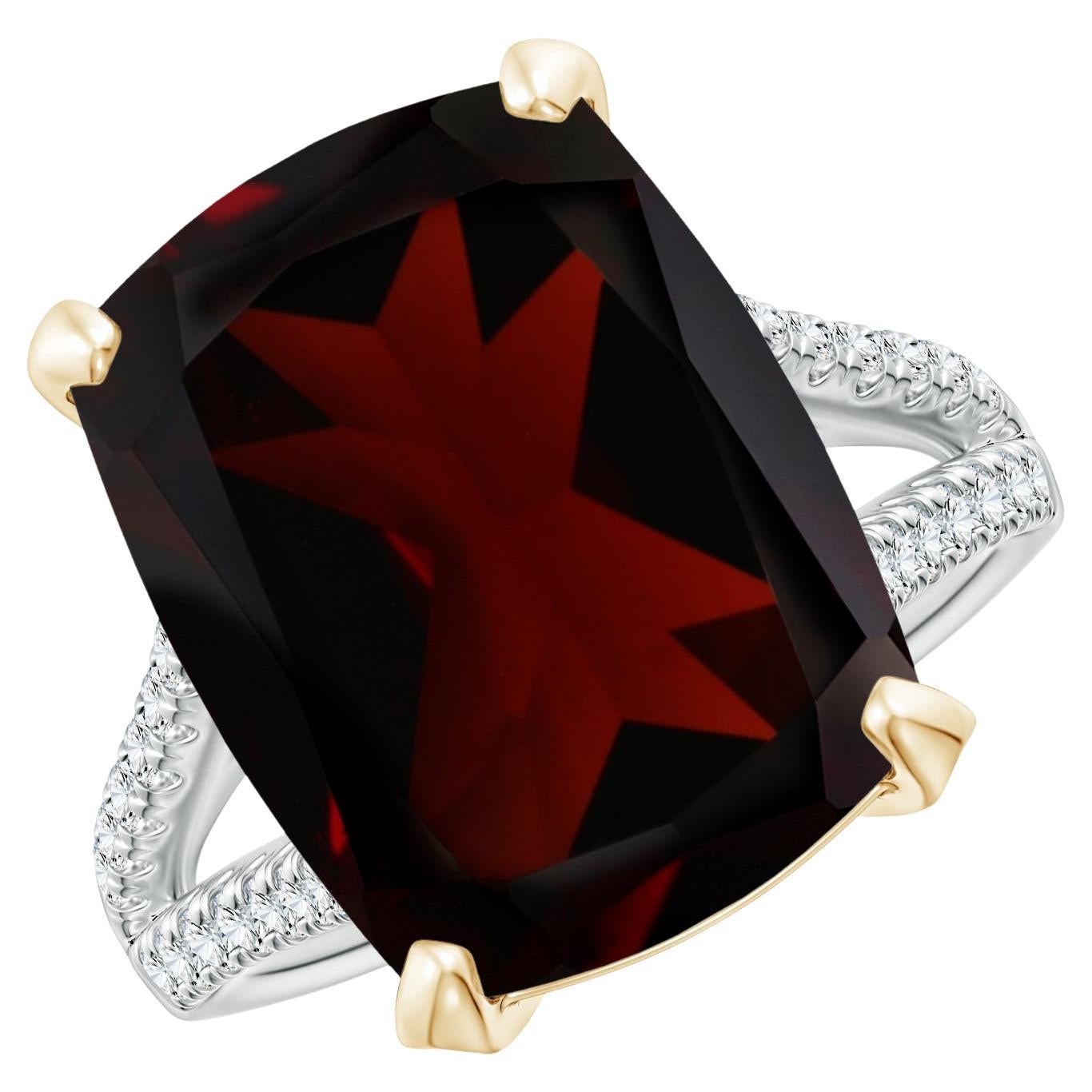 For Sale:  ANGARA GIA Certified Natural Garnet White & Yellow Gold Ring with Diamonds