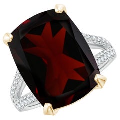 ANGARA GIA Certified Natural Garnet White & Yellow Gold Ring with Diamonds