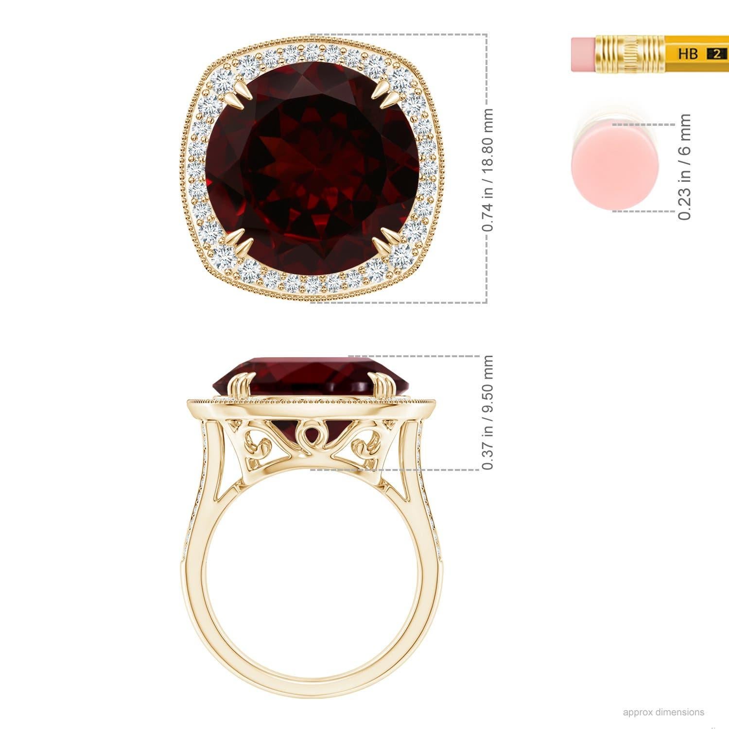 For Sale:  GIA Certified Natural Garnet Yellow Gold Cocktail Ring with Cushion Halo 5