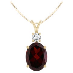 Angara GIA Certified Natural Garnet Yellow Gold Pendant Necklace with Diamond
