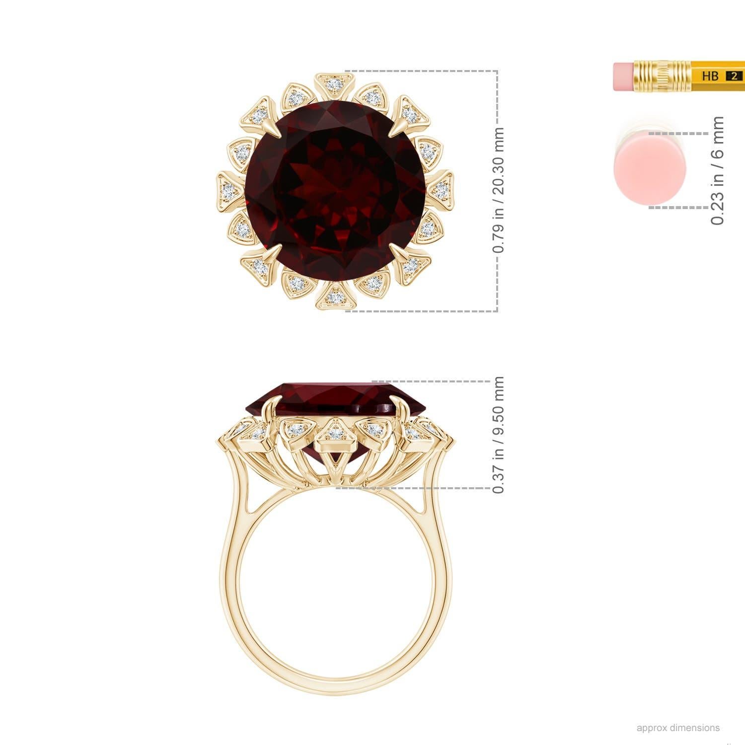 For Sale:  Angara Gia Certified Natural Garnet Yellow Gold Ring with Triangular Motif Halo 5