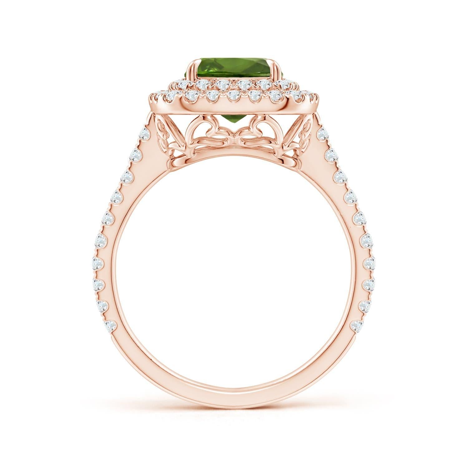 Angara GIA Certified Natural Green Sapphire Ring in Rose Gold with Diamond 2
