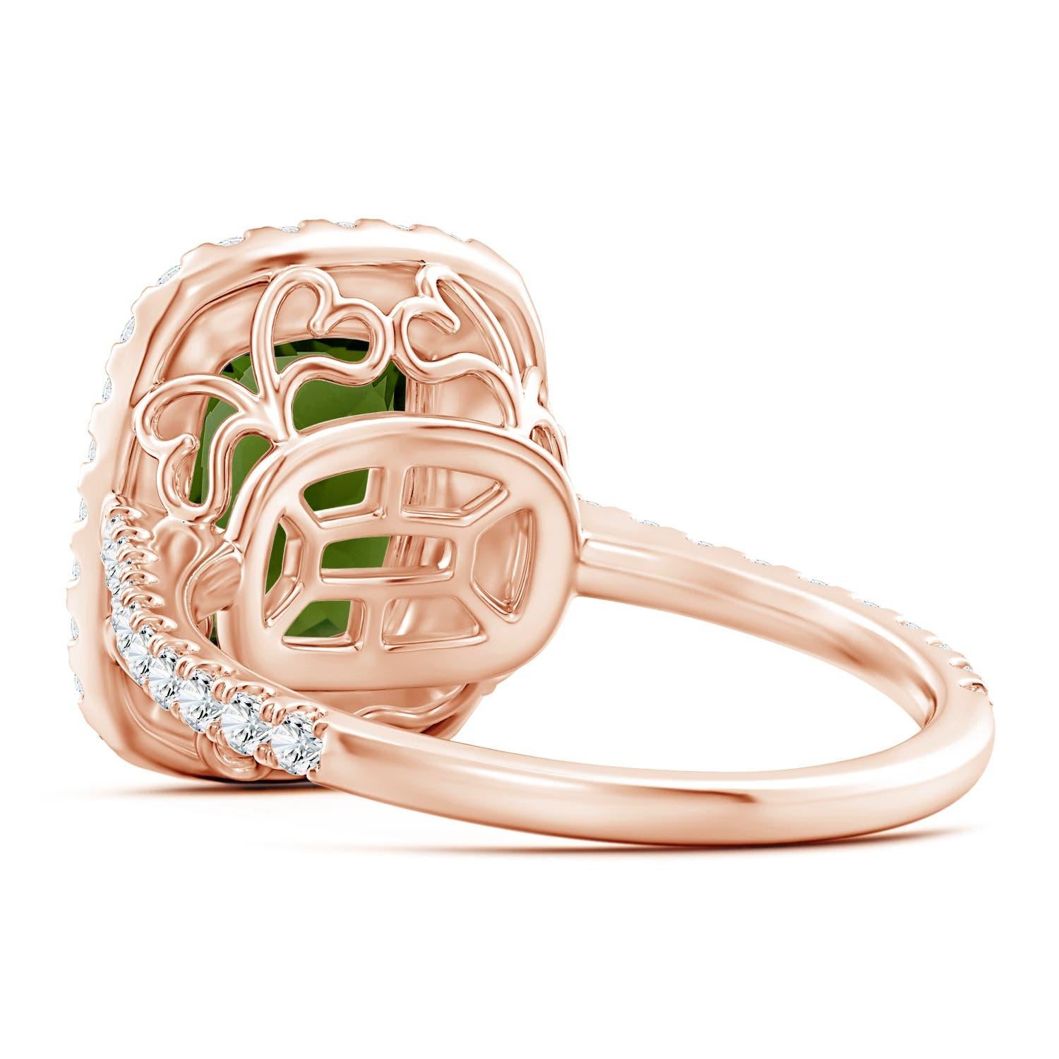 Angara GIA Certified Natural Green Sapphire Ring in Rose Gold with Diamond 4