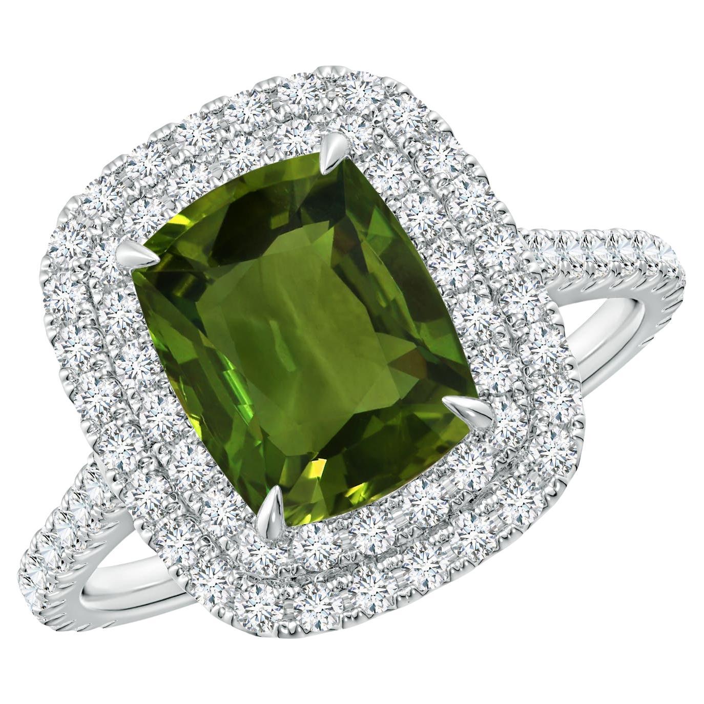 Green Sapphire Diamond Ring