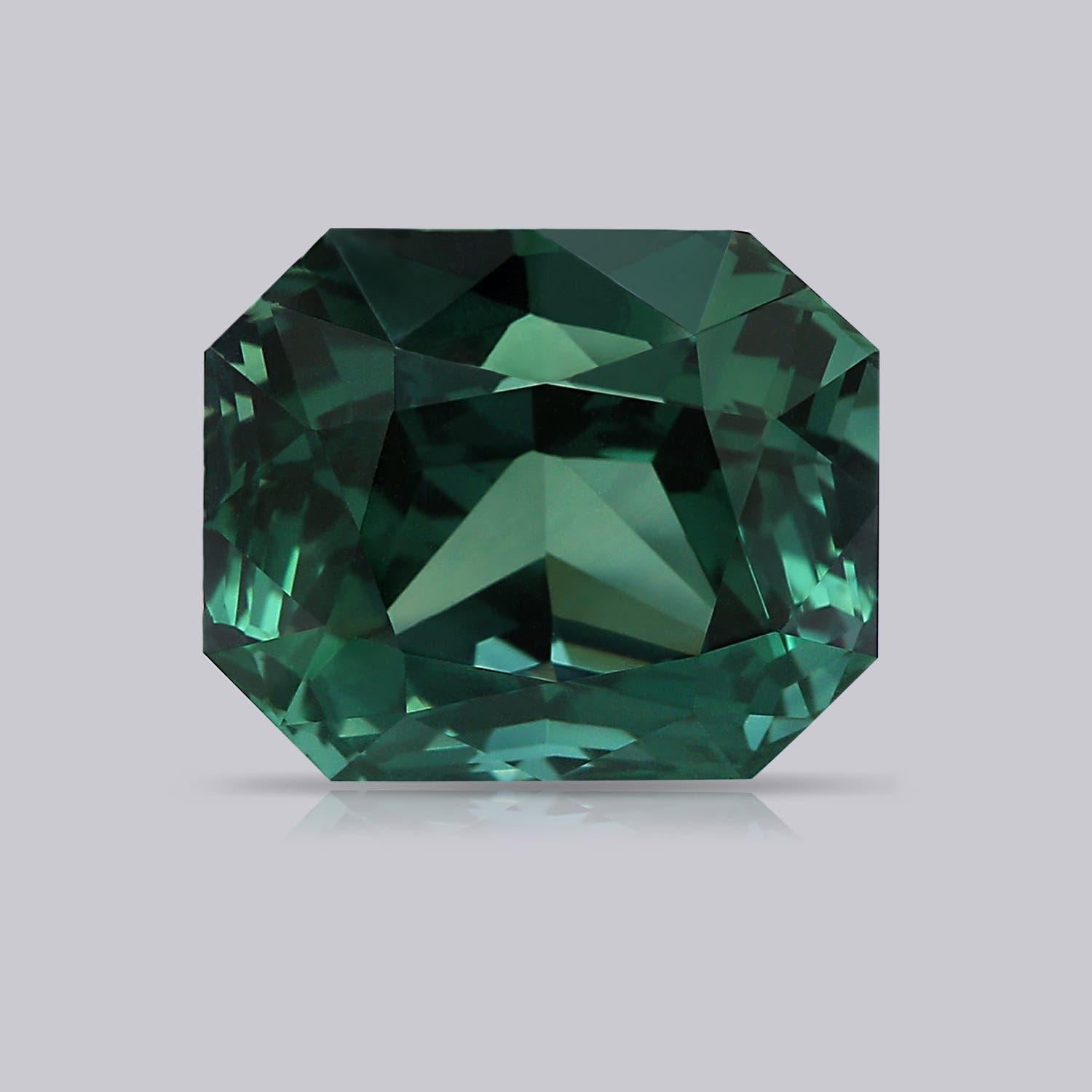 ANGARA GIA Certified Natural 16.39ct Green Sapphire 'Teal' Ring in White Gold 6
