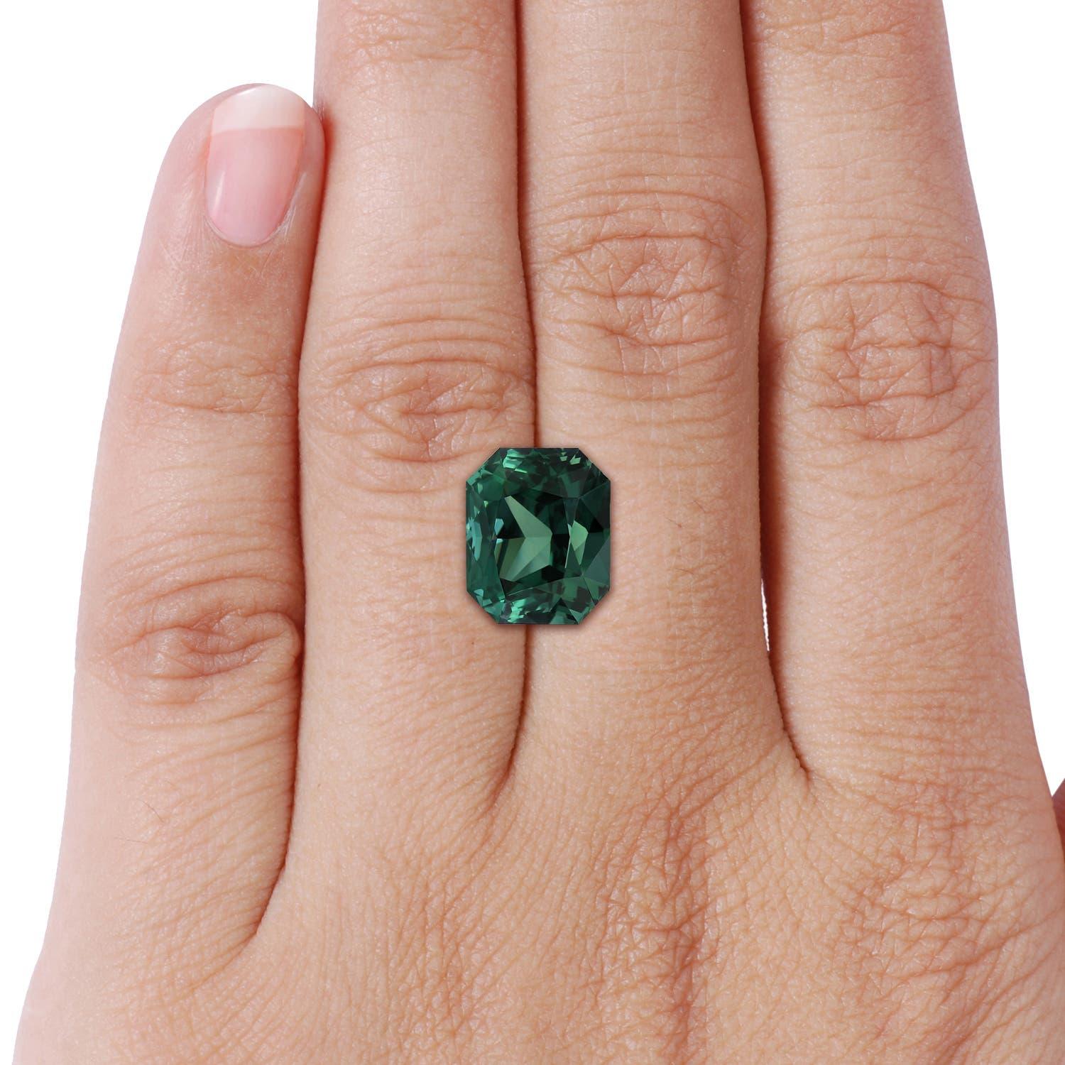 ANGARA GIA Certified Natural 16.39ct Green Sapphire 'Teal' Ring in White Gold 7