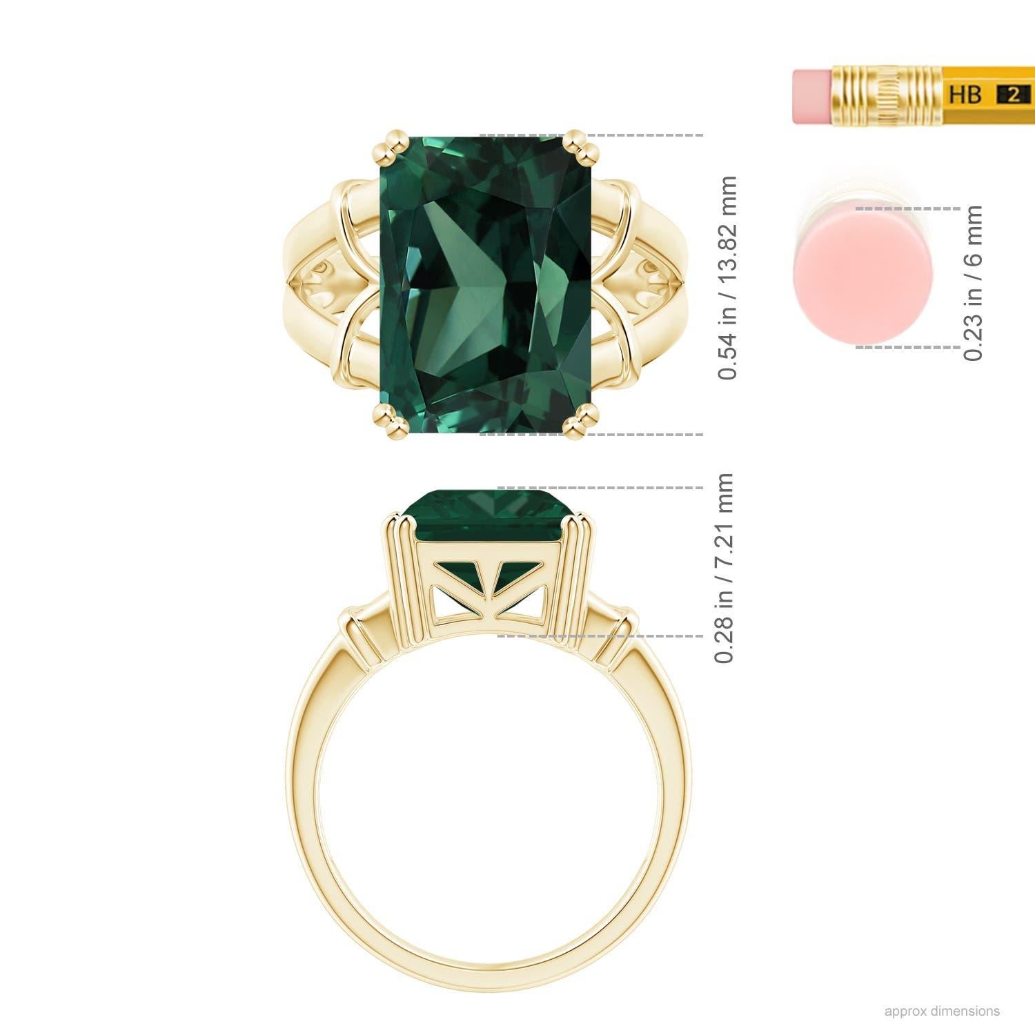 ANGARA GIA Certified Natural 16.39ct Green Sapphire Teal Ring in 18K Yellow Gold 3
