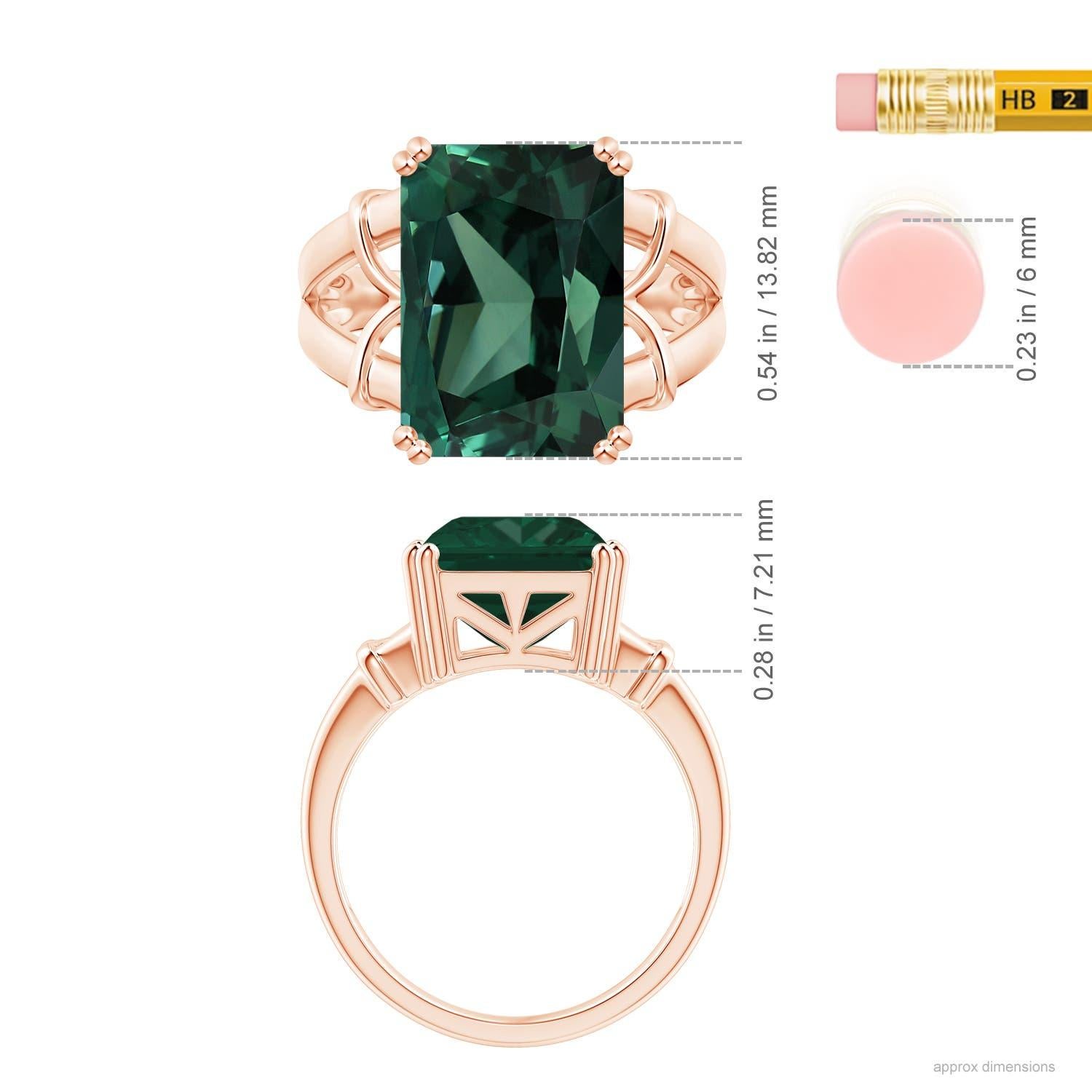 ANGARA GIA Certified Natural 16.39ct Green Sapphire 'Teal' Ring in 18K Rose Gold 3