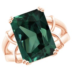 ANGARA GIA Certified Natural 16.39ct Green Sapphire Teal Ring in 14K Rose Gold