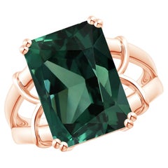 ANGARA GIA Certified Natural 16.39ct Green Sapphire 'Teal' Ring in 18K Rose Gold