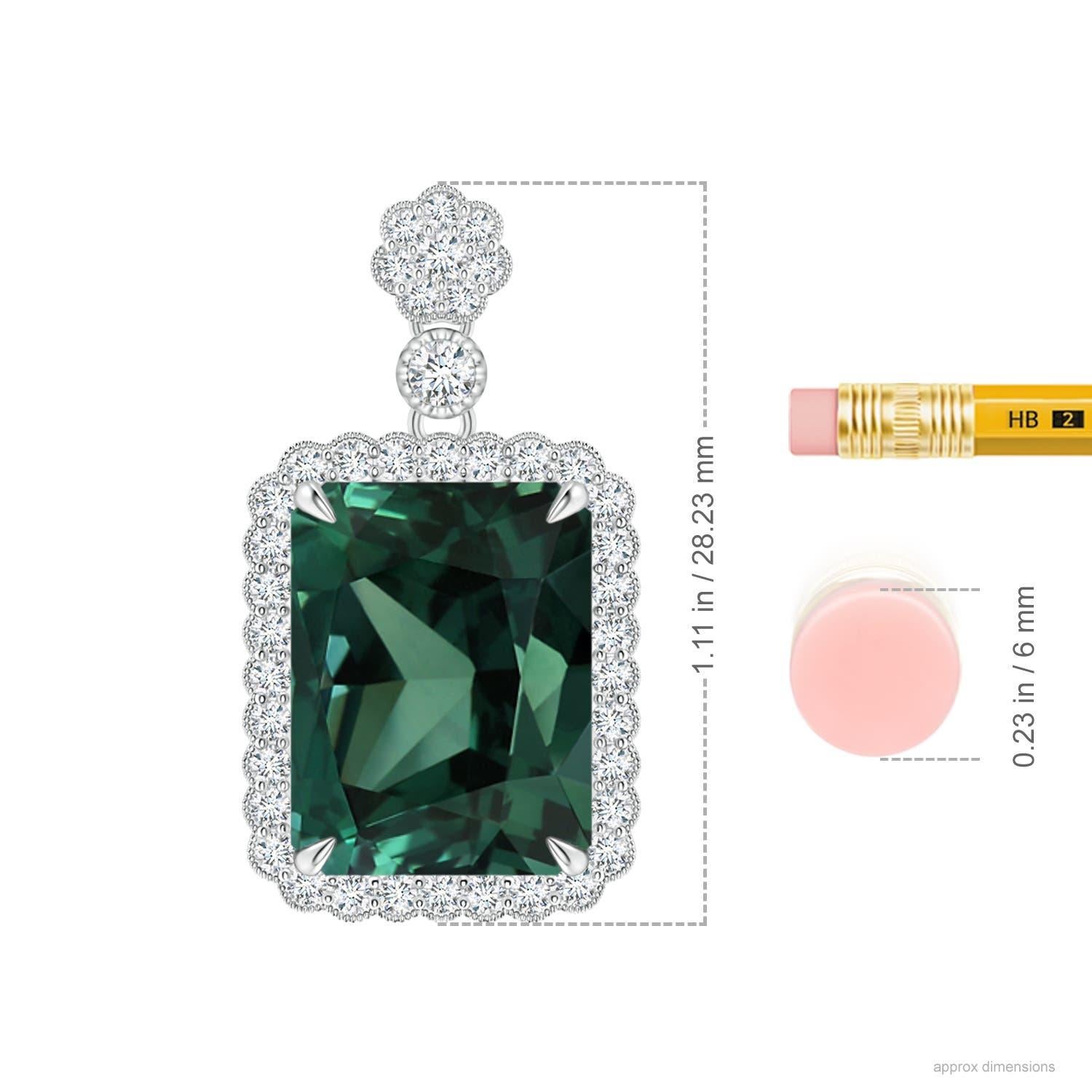Women's ANGARA GIA Certified Natural Green Sapphire (Teal) White Gold Pendant Necklace