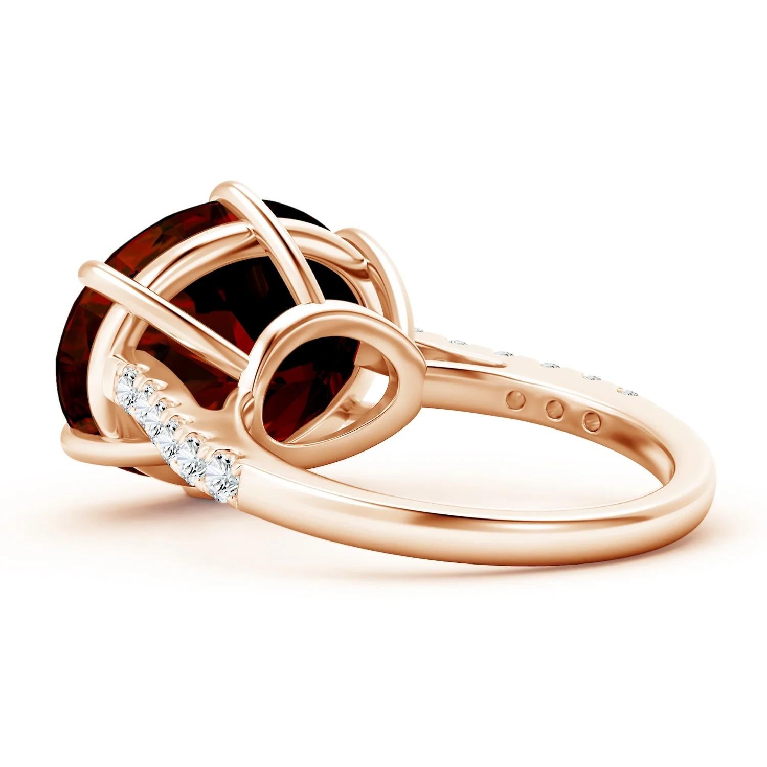 For Sale:  Angara Gia Certified Natural Horizontal Oval Garnet Solitaire Ring in Rose Gold 4