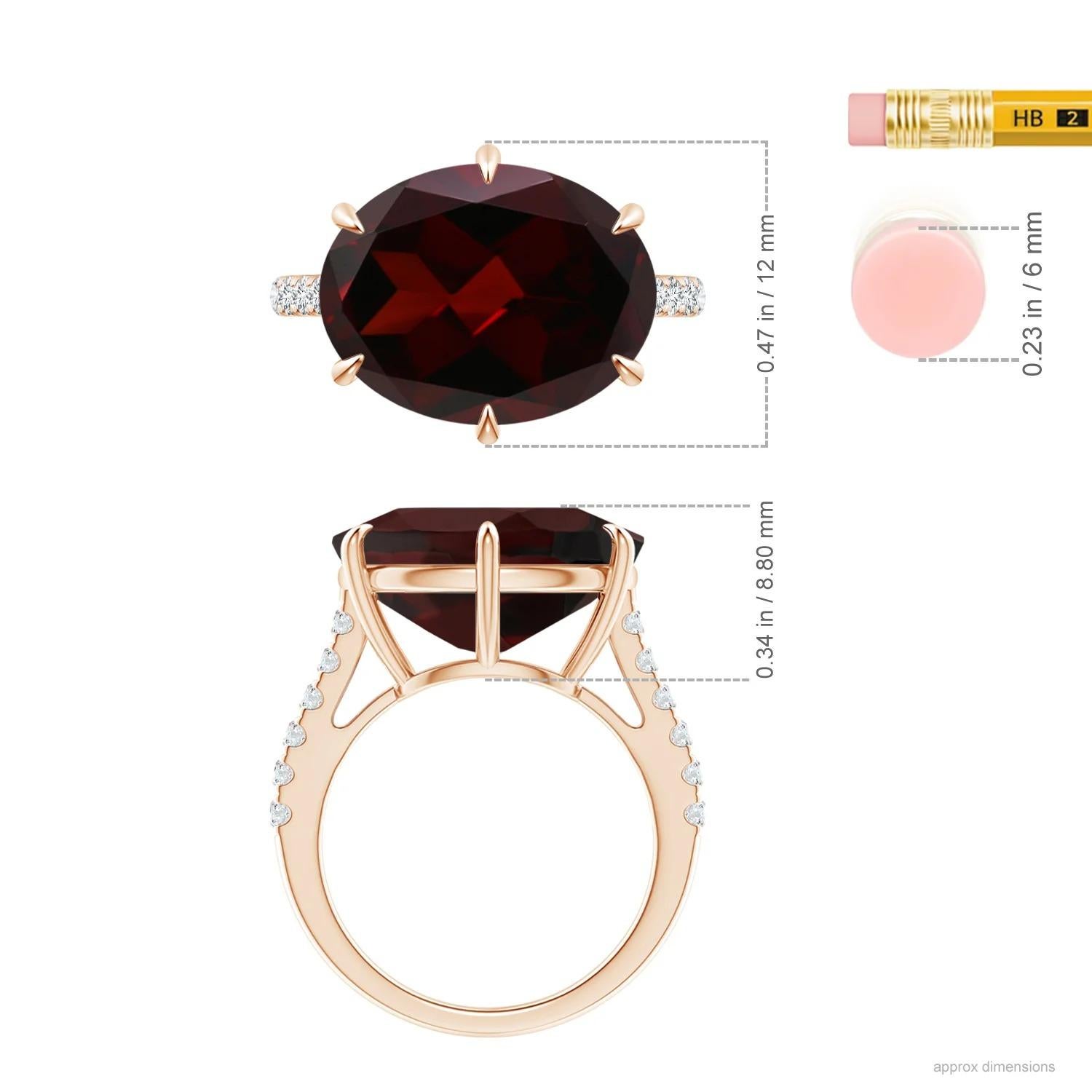 For Sale:  Angara Gia Certified Natural Horizontal Oval Garnet Solitaire Ring in Rose Gold 5
