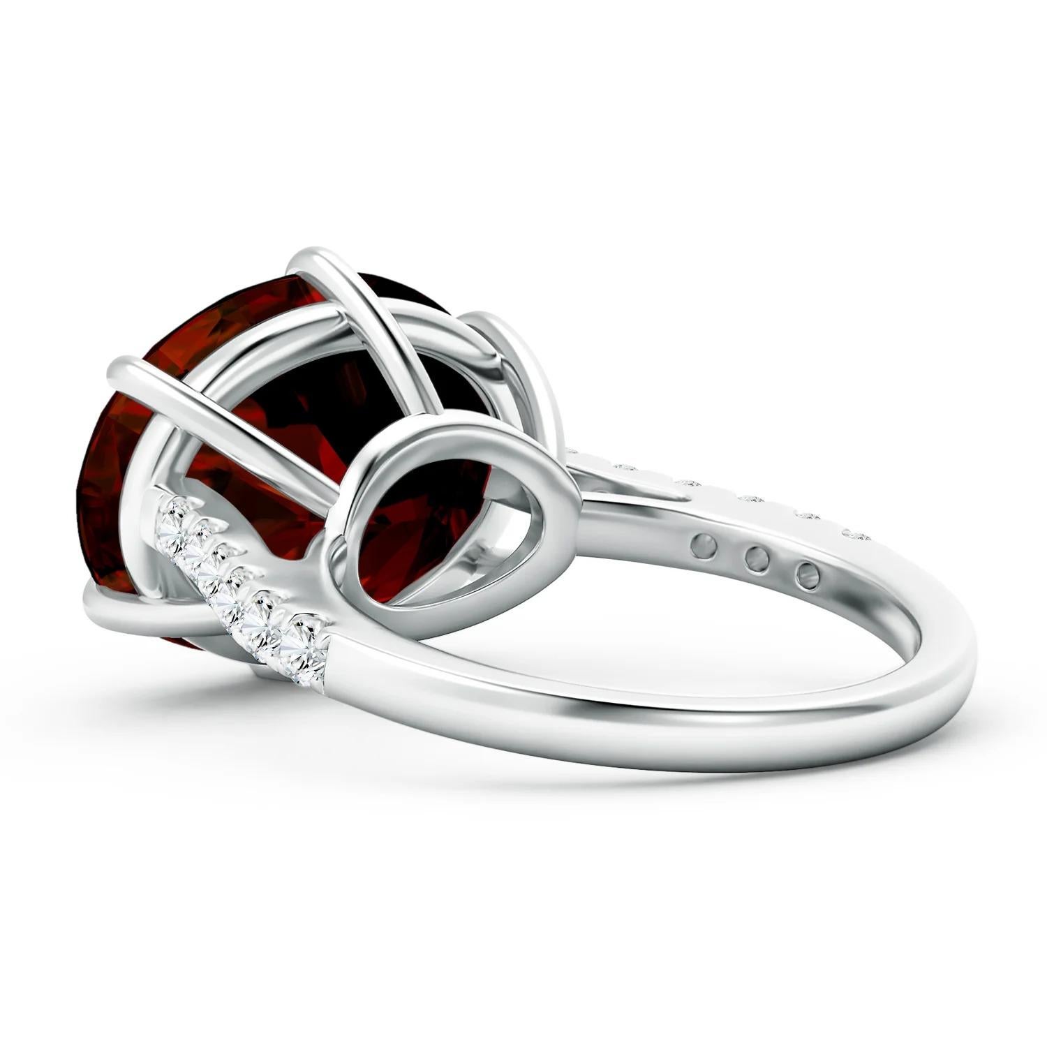 For Sale:  GIA Certified Natural Horizontal Oval Garnet Solitaire Ring in White Gold 4