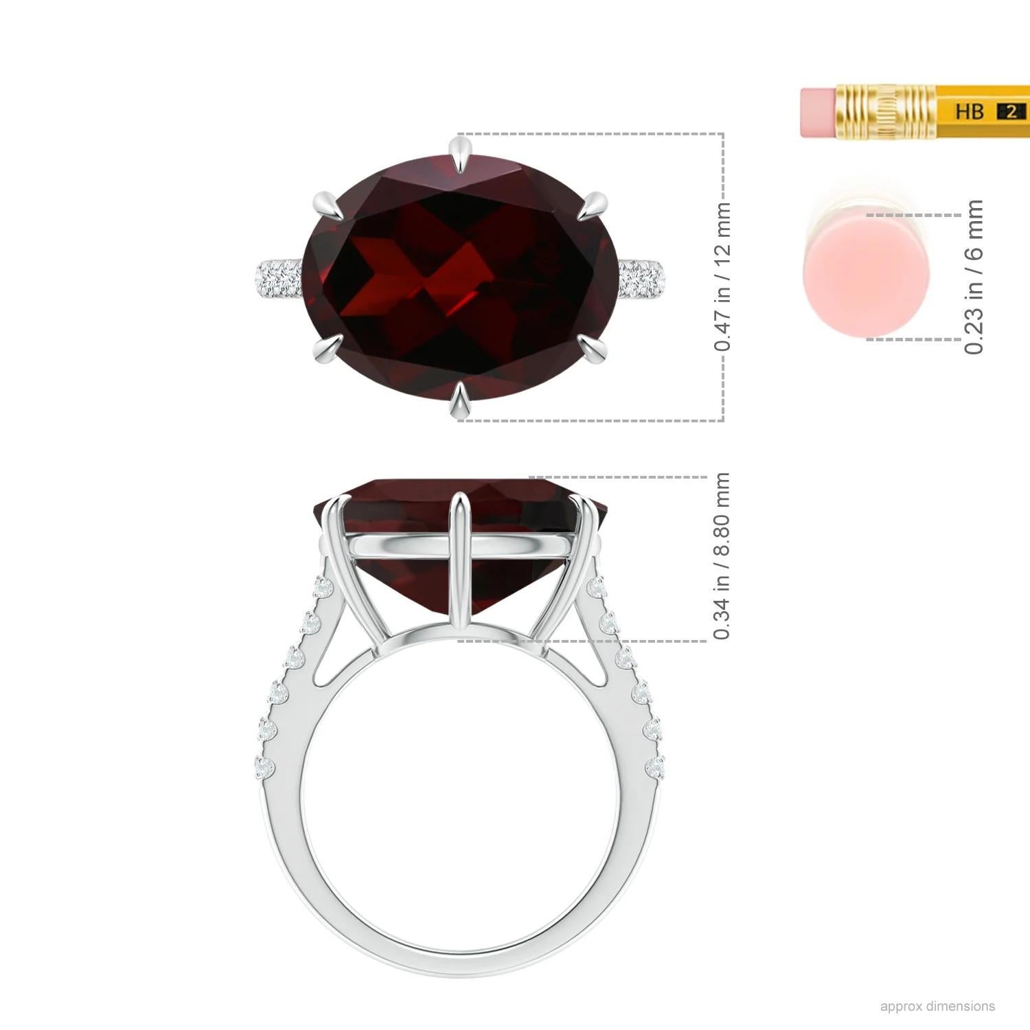 For Sale:  GIA Certified Natural Horizontal Oval Garnet Solitaire Ring in White Gold 5