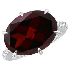 GIA Certified Natural Horizontal Oval Garnet Solitaire Ring in White Gold