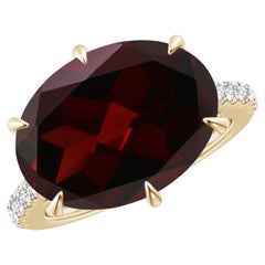 GIA Certified Natural Horizontal Oval Garnet Solitaire Yellow Gold Ring