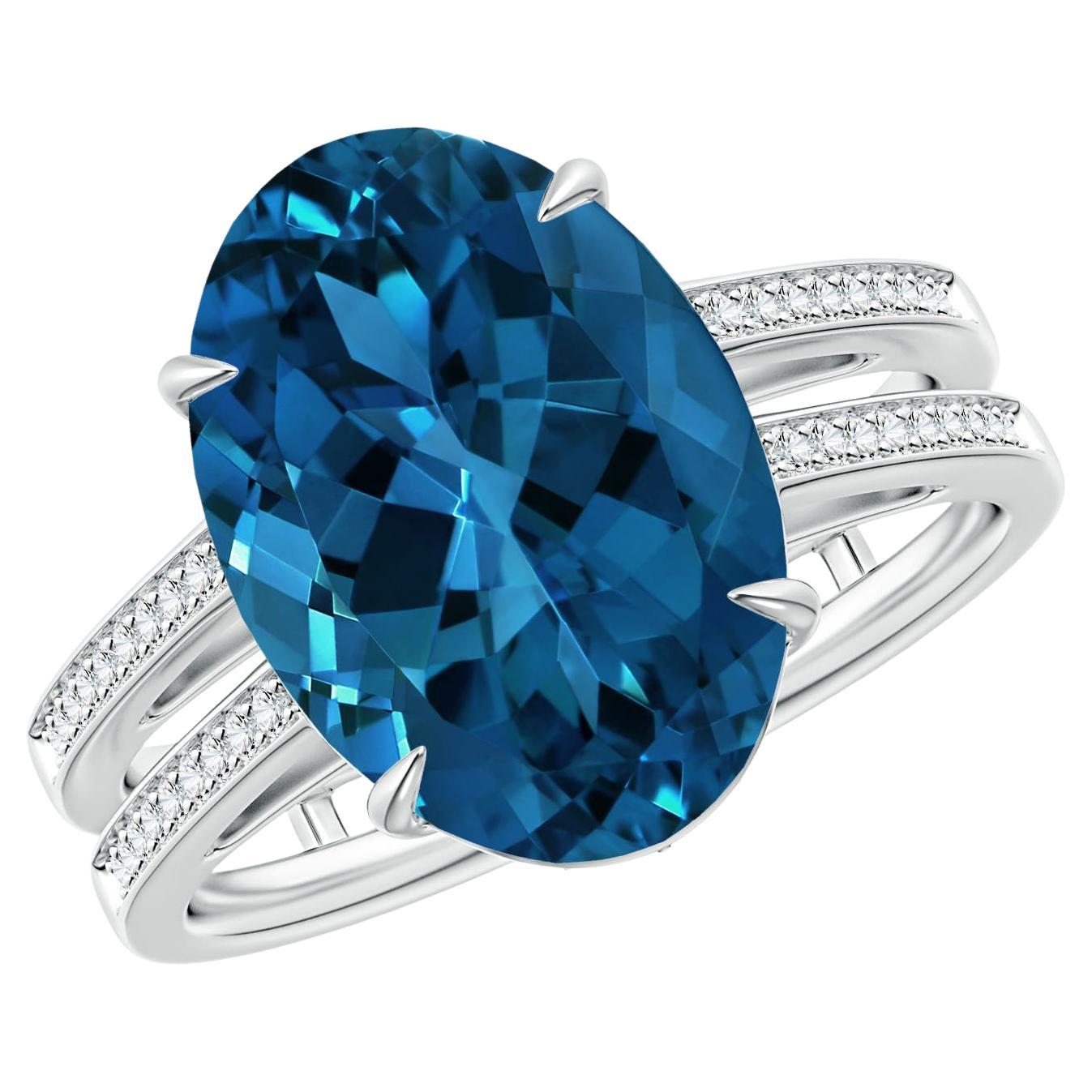 For Sale:  ANGARA GIA Certified Natural London Blue Topaz Engagement Ring in Platinum